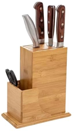 Bloque de almacenamiento cuchillos bambú sin, soporte universal 7 ranuras for encimera carnicero, compatible con cocinas sencillas(STR knife holder)