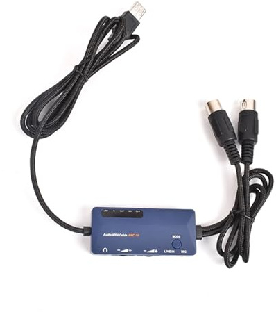 Luocute MIDI-zu-USB-Kabel, Audio-MIDI-Schnittstelle mit Integrierten Reverb Chorus 3D-Soundeffekten für die Aufnahme und Bearbeitung von Musik, Tastaturmikrofon, Reverb Chorus (MI