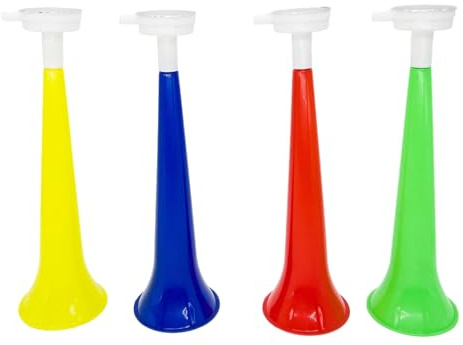 Blissbuilt 4 PCS Trombe Vuvuzela Plastica Trombetta d'Aria rumorosa Giocattoli Corno da Tifo Portatile Colorata Forniture per Cheerleader per Bambini Adulti Stadio Calcio Tifosi 27.2cm*8cm