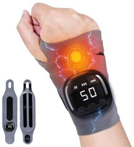 HSYFUNA EMS & TENS Handgelenk Massagegerät mit 3 Wärme, 5 Modi & 9 Stärke