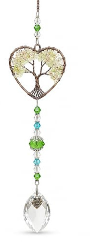 Tree of Life Suncatcher Crystal Hanging Ornament for Window & Garden Decor | Compact tree of life suncatcher for window and garden decor, ideal for home and car, lightweight with crystal prism pendant.