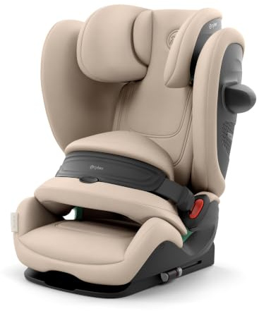 CYBEX Gold Kindersitz Pallas G3 Comfort, Almond Beige | 2-in-1 Autositz, 76-150 cm, ab 15 Monate bis 12 Jahre, max 50 kg, Fangkörper, Neigungsverstellbare Kopfstütze