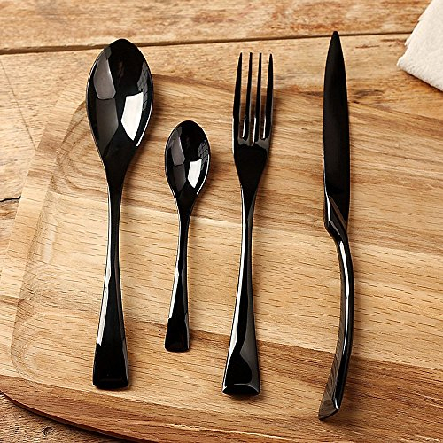 LEKOCH 4-Piece Stainless Steel Cutlery Black Silverware Set