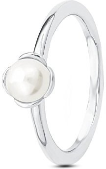 s.Oliver Damen-Ring 925 Silber rhodiniert Perle weiß Süßwasser-Zuchtperle Creme - 20185B