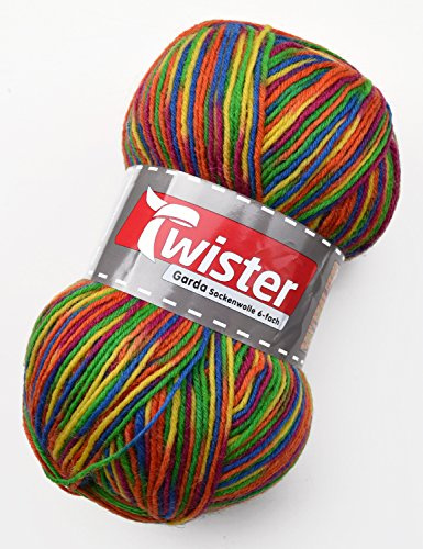 Garda Sockenwolle 6 fädig 150g, Twister Rainbow Fb. 157, Sockenwolle 6 fach