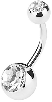 Piercingfaktor Bauchnabelpiercing Banane Piercing Bauch Stecker Gebogen mit Doppel Multi Kristall Kugel