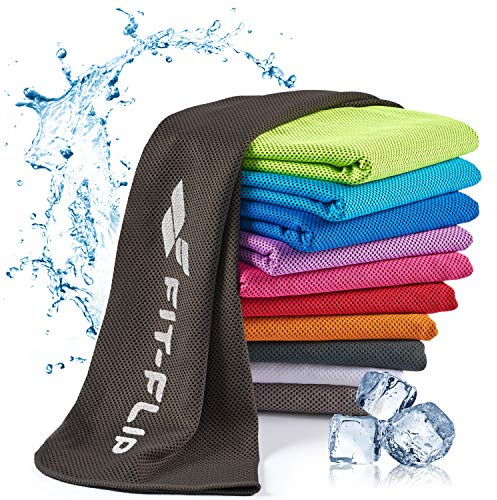 Fit-Flip Asciugamano rinfrescante in Microfibra - Asciugamani refrigerante Perfetto per Lo Sport - Airflip Cooling Towel per Palestra, Tennis, Viaggio, Yoga (100x30cm Nero)