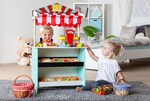 John 2 IN 1 Kaufladen Marktstand Kasperltheater Puppentheater in rot weiß