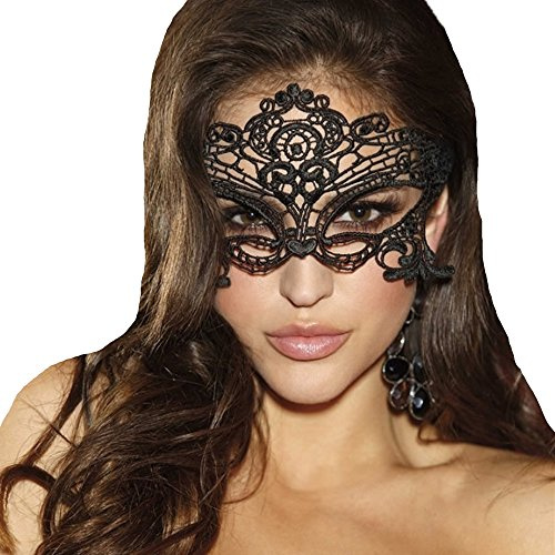 JeVenis Luxury Sexy Lace Eyemask Prom Mask Masquerade Ball Mask for Costume party Cosplay (Black-3)(Size: One Size)