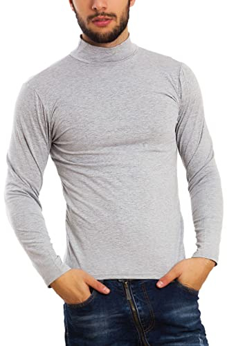 Toocool T-Shirt Col Roulé Homme, sous-Vêtements à Col Roulé en Coton pour Homme, T-Shirt Manche Longue pour Homme A6955 [L, Gris]