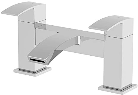 Architeckt® Osmo Bathroom Bath Filler Mixer Tap Deck Mounted Curved Twin Lever Handle for Bathtub Modern, Chrome