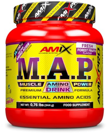 AMIX - Aminoácido en Polvo Muscle Amino Power - Suplemento Alimenticio que Aumenta la Fuerza y la Resistencia Muscular - Sabor Frutas del Bosque - 344 g