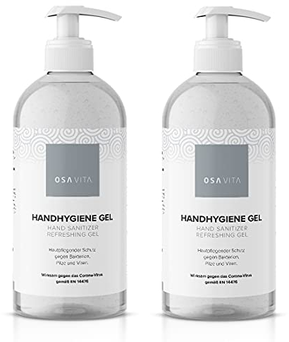 OSAVITA® Handhygiene Gel, Desinfektionsgel in Spenderflasche, schützt und pflegt, Wirksamkeit geprüft nach EN 14476 (2x 500 ml)