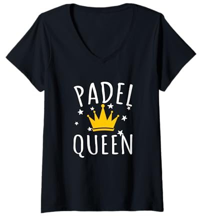Donna Padel Queen Padel Amanti Padel Giocatori di paddle Maglietta con Collo a V