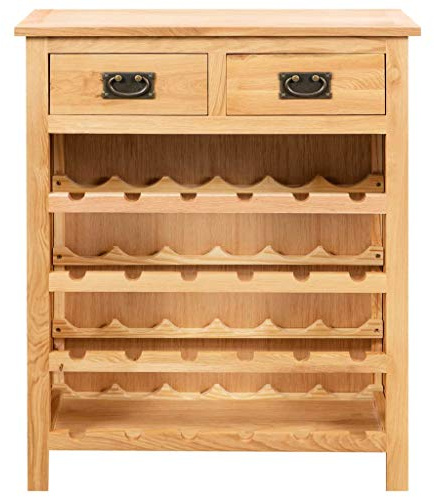 Gawany Weinschrank mit 2 Schubladen Weinregal Aufbewahrungsregal Weinständer Weinhalter Flaschenständer 72 x 32 x 90 cm Massivholz Eiche