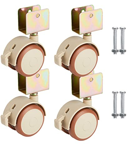 Suwooy U-bügel Möbelrollen Räder 4 STK, Lenkrollen Mit Bremse, Traglast 60kg, Transportrollen Ersatzgummi Schwenkrollen, Rollen Für Möbel, Lenkrollen Klein, Für Krippe Blumenständer,U20mm