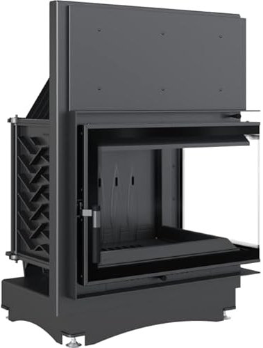 KRATKI Zuzia Eco Holzkamin mit Lufteinsatz Niedrigere C02-Emission BImSchV 2-konform 12 kW Thermischer Wirkungsgrad 81% Stahl und Gusseisen Deko rechts
