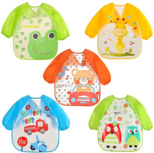 SLOSH Babero Bebé Impermeable con Mangas Largas EVA Infantil para Pintar Niños Niñas Unisexo 6-36 Meses
