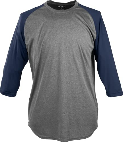 Rawlings | Mens 3 / 4 Sleeve Shirt | Graphite / Navy | Medium