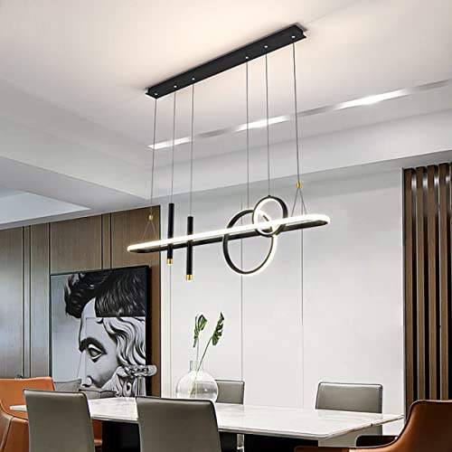 Bellastein LED Esstisch Pendelleuchte Wohnzimmer Hängeleuchte Dimmbar mit Fernbedienung Deckenlampe höhenverstellbar kreativ Pendellampe für Esstisch Esszimmer Wohnzimmer (Schwarz)