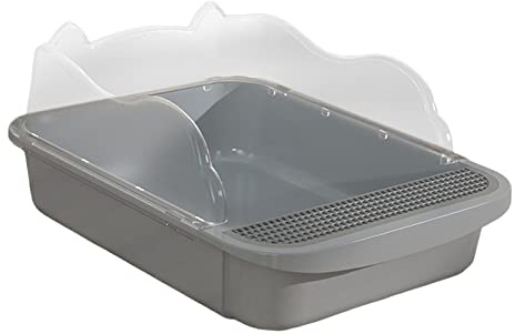 SM SunniMix Bac à litière pour Chat Toilette Chaton bac à litière empêcher Les fuites de Sable Anti-éclaboussures, 43x28x18cm Gris