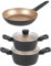 Russell Hobbs COMBO-8592 3er-Set: 24-cm-Bratpfanne, 20-/24-cm-Suppentöpfe, induktionsgeeignet, antihaftbeschichtet, spülmaschinenfest, PFOA-frei, 7-mal robuster, Opulence Kollektion, schwarz/gold