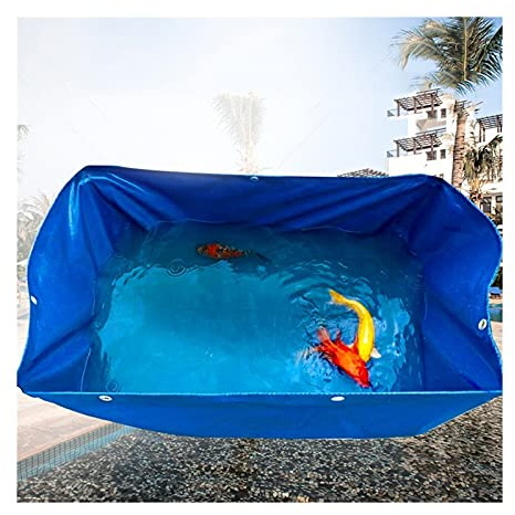 Oberirdischer Fischteich im Freien, 0,5 mm Faltbarer Planen-Wasserspeicherpool aus Segeltuch mit Öse und Ablassventil, quadratischer Wassertank für bewirtschaftete Gartenterrasse (Farbe: Blau, Größe