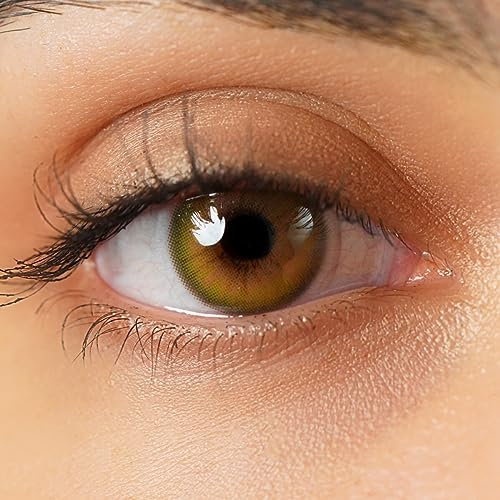 Kontaktlinsen farbig ohne Stärke grün | farbige grüne Halb-Jahreslinsen | weiche Linsen Hydrogel | 2 Stück Farblinsen + Linsenbehälter | 0.0 Dioptrien | natürliche Farben | Charmiga Passion Green