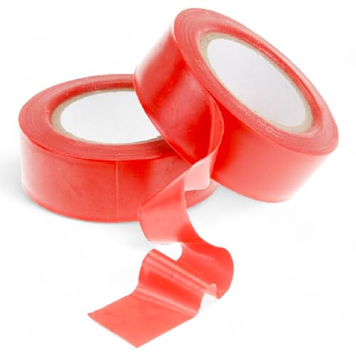 MIJOMA 2 Rollen Fensterklebeband, Ideal für Weihnachtliche Fensterdekorationen im Landhausstil, 10m x 18mm - Verbreiten Sie Gemütlichkeit und festliches Flair (Rot)