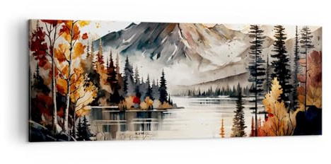 Panorama Bilder auf Leinwand Natur Sicht Berge Leinwandbild 140x50cm Wandbilder Dekoration Wohnzimmer Schlafzimmer Küche Groß XXL Wanddeko Bild Wand Kunstdruck Art Wall Decor Canvas AB140x50-5783