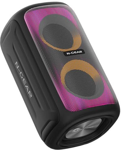 N-Gear Let’s Go Party Juke 101 cassa party portatile da 300 W con 2×10″ woofer, luci LED, Bluetooth, USB/microSD/AUX, batteria 6 h, microfono wireless, funzione karaoke e ruote