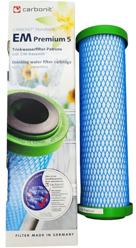 Cartuccia filtro acqua EM Premium 5 | con ceramica EM | sapore migliore | Compatta con alloggiamento filtro Carbonite Sanuno & Vario HP | AquaAvanti | WatPass | Alvito | e molti altri