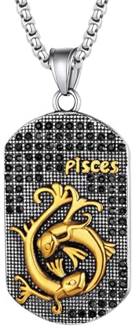 JewelryWe Sternzeichen Kette Herren Erkennungsmarke: Edelstahl 12 Sternbilder Tierkreis Horoskop Dog Tag Hundemarke Anhänger mit Gravur Konstellation Halskette für Männer Gold Silber