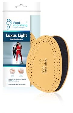 Foot Morning - Luxus Light - Främre Halva Inläggssulor (1 par) - Dämpande Läder- och Skuminlägg för Skor och Stövlar - Kolfiber som Motverkar Dålig Lukt - Halvinlägg i Två Lager (41-42 EUR)