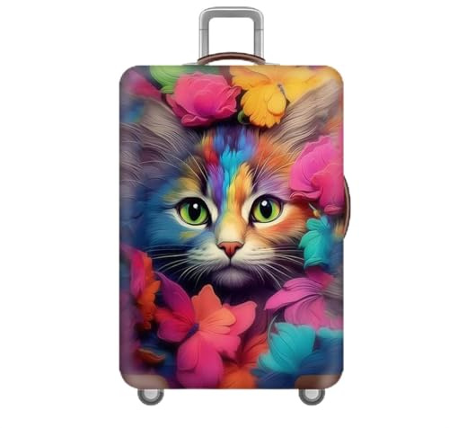 FANSU Housse Valise Protection Elastique, Housse de Valise Chat Motif Imprimé en 3D Protection de Voyage Anti-Rayures, Personnalités Luggage Cover pour Suitcase 18 à 32 Pouces