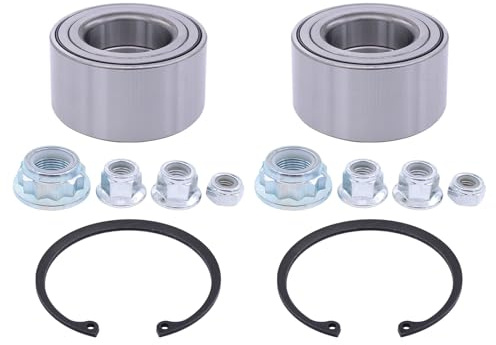 Radlagersatz Radlager Satz mit Achsmutter Muttern und Sicherungsring Reparatursatz Vorderachse vorne links und rechts für Bora Golf 4 New Beetle 9C A3 8L TT 8N Leon 1M Toledo 1M für Octavia 1U