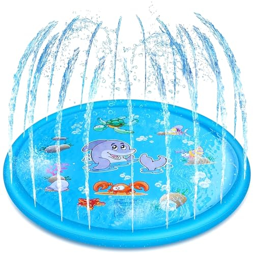 YANGUN Splash Pad 170 CM Wassersprinkler Matte Kinder, Sprinkler Wasser-Spielmatte, Sprinkler Wasserspielmatte, Sprinkler Pool Kinder Wassersprenkler Garten Sommer Wasserspielzeug für Haustier (Ozean)