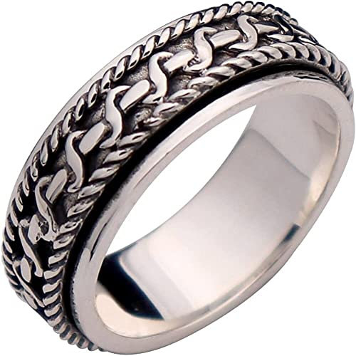 Zehenring Vintage 925 Sterling Silber Gedrehter Seil Spinner Ring Band Zappeln Angst Relief Ring for Männer Frauen(T 1/2)