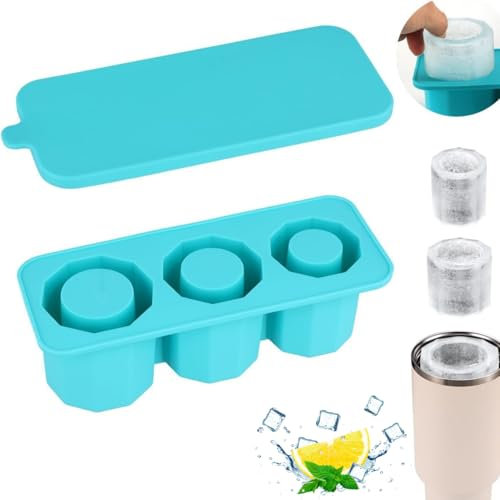 Stanley Cup Ice Cube Mold, Silicon Reusable Ice Cube Tray Mould for Tumbler with Lid Stanley Accessories Ice for Freezer Drinks Coffee (Blue)