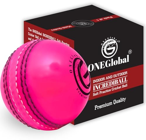 ONEGlobal Incrediball - Palla da cricket morbida per esercitarsi in ambienti interni ed esterni, in gomma, con nucleo e cuciture cucite, per allenamento, allenamento e divertimento in famiglia, per