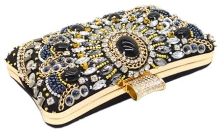 WATIIFUFU Damen Perlenhandtasche mit Kette Abendtasche für Hochzeiten Partys Abschlussbälle Clutch Handtasche für Besondere Anlässe
