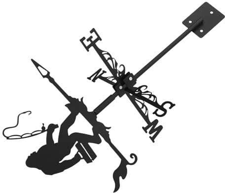 Happyyami Weather Vane Unique Pêcheur pour Décoration De Jardin Et Toit Indicateur De Direction Aux Intempéries