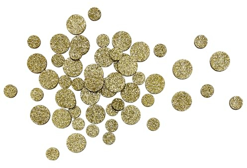 Oblique Unique Holz Konfetti Rund Gold Glitzer Streu Tisch Deko für Silvester Weihnachten Geburtstag Fasching Motto Party (Gold)