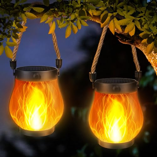 Joomer Farolillos Solares Llama Exterior 2 Piezas Luces LED Solares Jardin