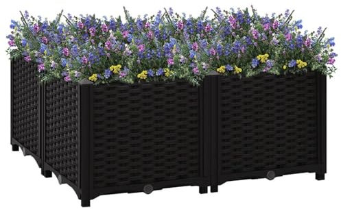 Xichuzi Hochbeet 80x80x38 cm Polypropylen, Palettenrahmen, Hochteich, Gemüsebeet, Kräuterregal Balkon, Blumenbeet, Kräuterspirale, Tomatenbeet, Pflanzhochbeet - 316540