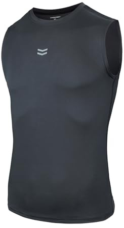 AMZSPORT Débardeur de Compression pour Hommes sans Manches Gilet de Gymnastique à Séchage Rapide Couche de Base du Maillot de Course Gris M