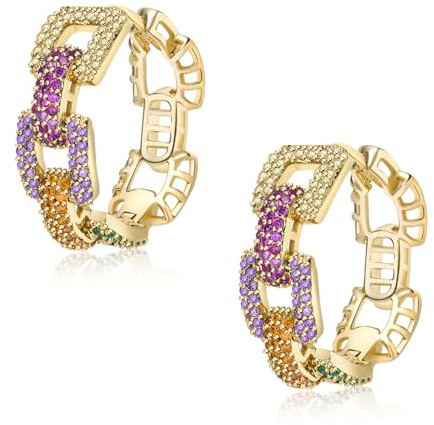 Multi-colori cristallo ovale cerchio orecchini per le donne in argento sterling 925 posta piccola perla CZ strass cerchio orecchini per le donne, Large, Rame, Perla