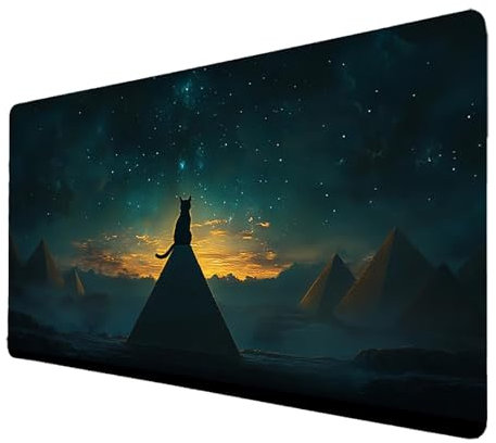 Alfombrilla Ratón xxl 600x300x3mm Alfombrilla RatóN Gaming Negro Mejorar la precisión y la velocidad,Protector Escritorio Impermeable y Antideslizante,Tapete Escritorio Pirámide para PC Portátil 3708
