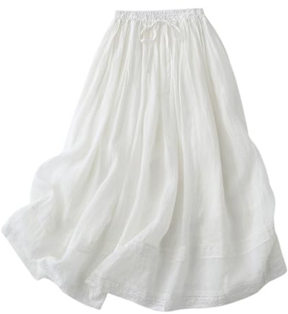 Jupe respirante pour femme - Printemps - Été - Taille élastique légère - Jupe amincissante - Taille haute - Jupe décontractée - Jupe mi-longue - Jupe d'été polyvalente, Blanc., XL