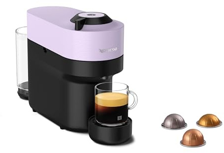 Nespresso Vertuo Pop Kaffeekapselmaschine, bereitet 4 Tassengrößen zu, Centrifusion-Technologie, Willkommens-Paket inkludiert, Lila